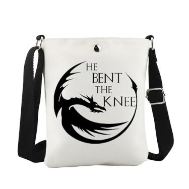 Imagem de WCGXKO Bolsa transversal inspirada em programas de TV de fantasia, presente com tema de dragão, presentes para fãs de Daenerys, produtos Stark & Targaryen, Cro dobrado no joelho