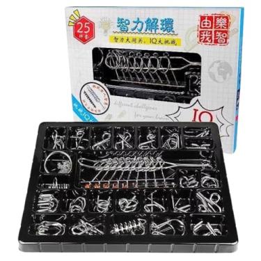 Imagem de Kit 25 Quebra-Cabeças Metálicos IQ Puzzle Jogo de Lógica Educativo, Enigma Puzzle de Metal, Quebra Cabeça de ferro 3D