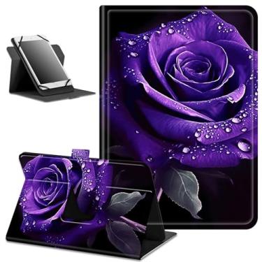 Imagem de Capa universal para tablet Walmart Onn 17.8 cm Gen 3 2022 (modelo: 100071481), capa fina de couro PU com suporte rotativo de 360 graus para Onn 7 Gen 3 2022, rosa roxa