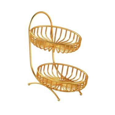 Imagem de Bothyi 2 camadas cesta de arame suporte de frutas de fruta tigela vegetal tigela vegetal tigela para fazenda de pão de lanches vegetarianos, S