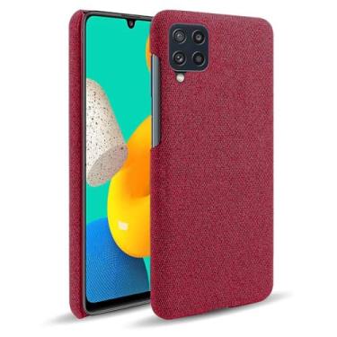 Imagem de Capa para Samsung Galaxy F22,Capa desenhada em lona,Case Protetora Ultrafina com Empunhadura Macia,Design em Tecido Antichoque e Antiarranhões-Red