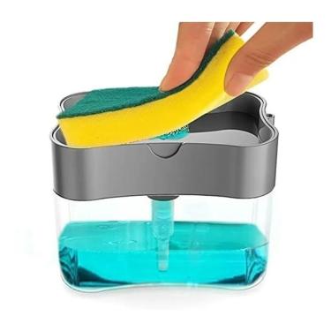 Imagem de Dispenser Sabão 2x1 Detergente Suporte Porta Bucha Esponja