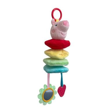 Imagem de Brinquedo de Pelúcia PeppaPig Estica e Treme com mordedor, brinquedo para bebês - presente