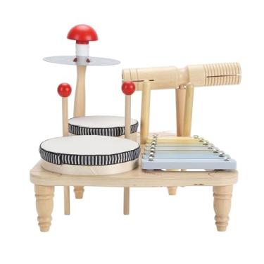 Imagem de Tambor Musical de Madeira Conjunto de Quebra -cabeça Cor Cognição Precoce Aprendizado