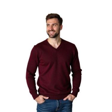 Imagem de Blusa Suéter Masculino Em Tricot Frio Casaco Grosso - KantyLan, Bordô,