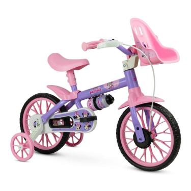 Imagem de Bicicletinha Infantil Minnie Aro 12 Menina com Rodinha