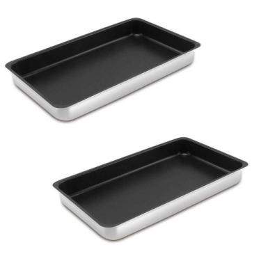 Imagem de Kit 02 Assadeiras Antiaderente Forno GN 52,5X32,0X6,2 ABC