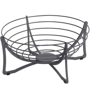Imagem de Cesta de Frutas Fruteira Redonda de Mesa Cinza 34,5cm Masutti Aramada Carbono