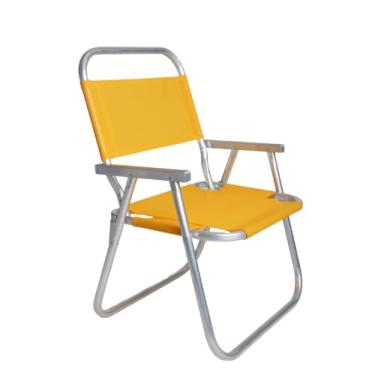 Imagem de Cadeira de Praia Até 160kg ALTA Campo Jardim e Pesca Super Reforçada Plus Size AMARELA