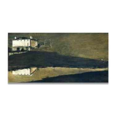 Imagem de LKXGRRSFG Impressão em tela marrom suíço Andrew Wyeth - arte de realismo americano, aquarela e pintura de têmpera de ovo para decoração de casa 20 x 39,9 cm