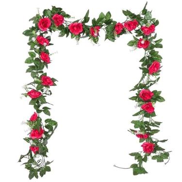 Imagem de Cabeças Florais Artificiais Faux Rose Wreath 2.2M para Jardim Casa (Champanhe)