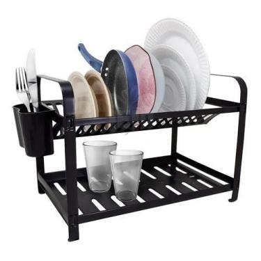 Imagem de Escorredor De Louça 16 Pratos Talheres  Cor Preto - DINOX