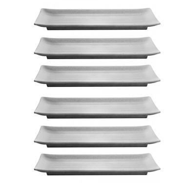 Imagem de Kit 6 Travessas Melamina Sushi Sashimi 24,5x16,5cm Comida Japonesa Retangular Lyor Gran...