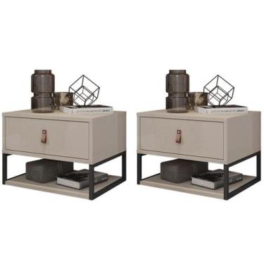 Imagem de Kit 2 Mesas De Cabeceira Suspensa 1 Gaveta 004014 Off White DCASA - CA