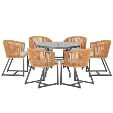 Imagem de Mesa com 6 Cadeiras de Jantar Roma 120cm e Noronha em Alumínio