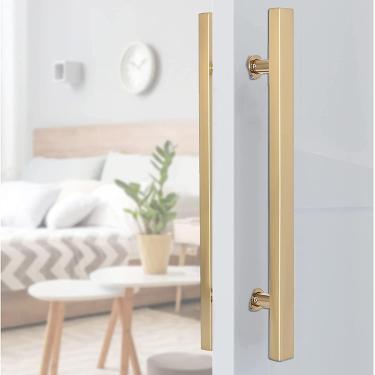 Imagem de Maçaneta De Barra Push Pull Moderna, Maçanetas E Puxadores De Porta De Celeiro Deslizante, Conjunto De Ferragens Embutidas Para Maçanetas De Portão Resid, Gold, Length 150cm/59.1inch