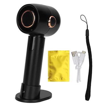 Imagem de Mbeysaq Ventilador portátil com visor digital inteligente, sem folhas, silencioso, pequeno, turbina de bolso, ventilador elétrico USB portátil para desktop (preto)