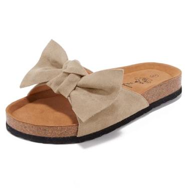 Imagem de FISACE Sandálias femininas sem cadarço com bico de anel e tiras gladiadora verão, Z-cáqui, 6.5