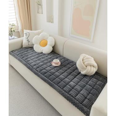 Imagem de AEEISHOMEREFORM Capa de sofá para cães lavável, capa felpuda para sofá, capas para sofá de 3 almofadas para animais de estimação, cobertor antiderrapante para cama de cachorro (cinza escuro, 70 x 150
