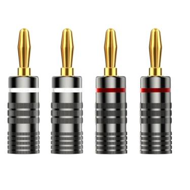Imagem de Plugues banana 6 pares/12 peças, parafusos duplos banhados a ouro 24K conectores de plugue de alto-falante para receptor de áudio/vídeo, amplificadores e sistemas de som, fio de alto-falante, placa de
