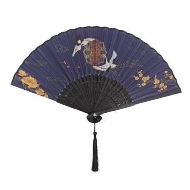 Imagem de Leque De Mão Japonês Bambu Madeira Tecido(Caramelo Sakura)