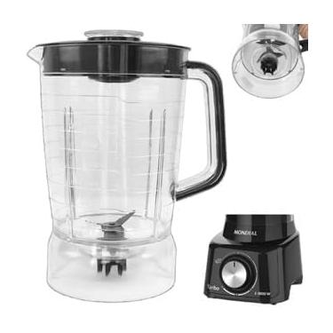 Imagem de Copo de liquidificador serve para Mondial L850/L900w turbo Cristal Preto