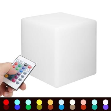 Imagem de Lâmpada de Mesa Quadrada, Luz LED Colorida, 16 Cores Monocromáticas de 5 Níveis de Controle Remoto Recarregável de 5 Níveis, Atmosferas Sonhadoras para o Quarto, (10cm Square
