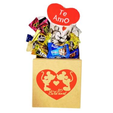 Imagem de Cesta de Chocolates Romântica, Presente Dia dos Namorados, Te Amo Mickey e Minnie, com Bombons Sortidos (Minnie Mickey Love)