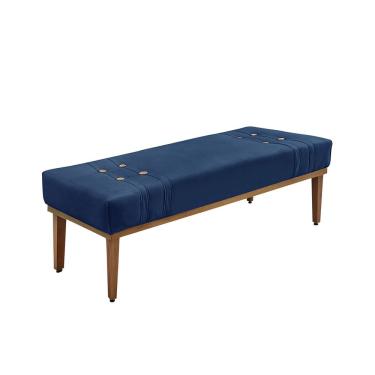 Imagem de Recamier 195 Cm Suede Com Madeira Maciça Azul Marinho