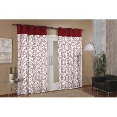 Imagem de Cortina De Parede Para Varão Anna Prime Cereja Têxtil Lar