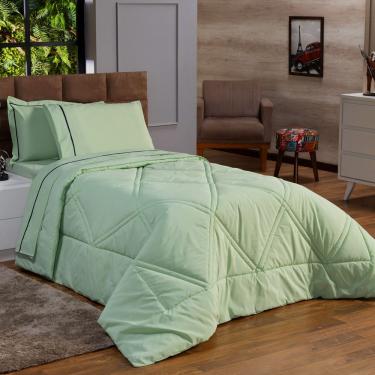 Imagem de Kit Edredom Liso Milano Dupla Face Solteiro 02 Cor Verde