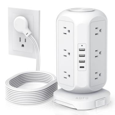 Imagem de Torre Power Strip AOFO com 12 Tomadas e 4 USB (1 USB-C) - 10 Pés