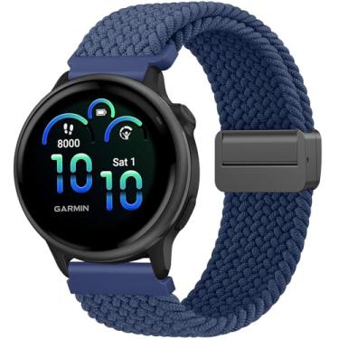 Imagem de Meliya Pulseira de nylon trançado para Garmin Vivoactive 6/Vivoactive 5/Vivoactive 3, pulseira de substituição elástica de 20 mm para Venu/Venu Sq, Forerunner 55/158/165/245/645, Galaxy Watch 7/6/5/4
