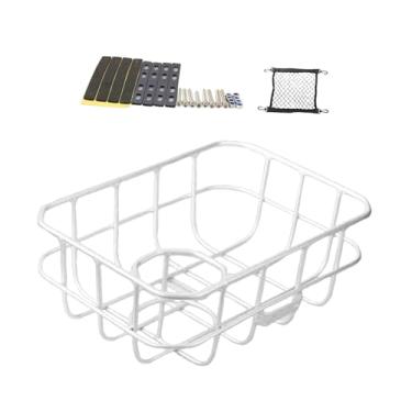 Imagem de menolana Cesta de bicicleta frontal, suporte de carga para bicicleta, cestos para transporte de vegetais, acessórios de ciclismo portáteis, cesta para guidão, Chapa de Ferro Branca
