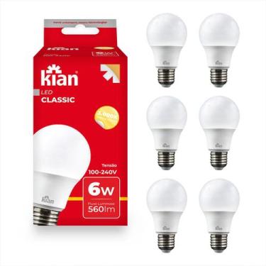 Imagem de Lâmpada Superled Bulbo 9 e 6w 6500k Bivolt Branca Kit C/ 6 - Kian, Bra