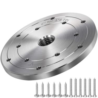 Imagem de HAowosi Placa frontal de torno de madeira de aço de 15 cm, placa frontal para torno de madeira, placa de face de torno adequada para eixo de 2,54 cm x 8TPI com mandril
