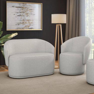 Imagem de Sofá Namoradeira e Poltrona Orgânica para Sala Malu Linho M11 - D`Rossi