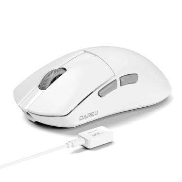 Imagem de DAREU Mouse A950 Wing 8K leve sem fio para jogos 1,23 oz (35 g), sensor óptico PAW3950 30K personalizado, taxa de sondagem dupla com fio/sem fio de 8K, simétrico, 5 botões programáveis, bateria 70H