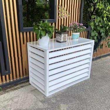 Imagem de Capas De Alumínio Para Ar Condicionado Para Unidades Externas,capas De Móveis De Pátio Barreira De Bomba De Piscina Tela De Cerca De Privacidade,redução De Ruído, Brown, 110X60X80CM