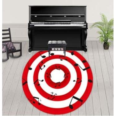 Imagem de Relógio Musical Nota Piano Tapetes Redondos Preto Branco Padrão Para Sala De Estar Mesa De Café Tapete Antiderrapante, Cx-002, 60cm