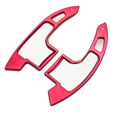 Imagem de SK CUSTOM Acessórios de volante, extensão de câmbio de câmbio, liga de alumínio, capa de acabamento vermelha compatível com Ford Mustang 2015 2016 2017 2018 2019 2020 2021