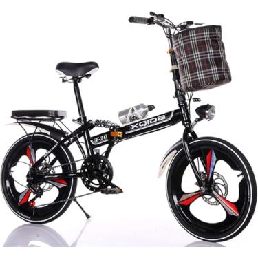 Imagem de Bicicleta Dobrável De 20 Ih, Bicicleta Com Estrutura De Aço Carbono Bicicleta Dobrável Com Cesta De Sela De Conforto D Porta-bagagens Padrão, A, 20 in