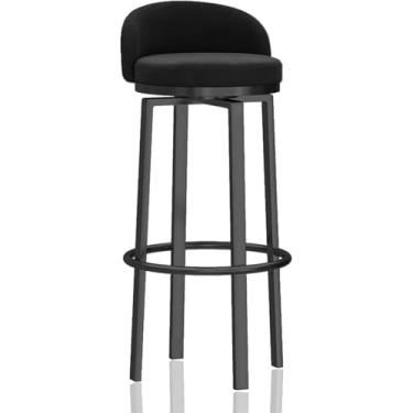 Imagem de Conjunto Jmche De 1/2/3/4 Banqueta De Bar Moderna Giratória De Altura, Cadeira De Jantar Alta Com Assento De Veludo, Encosto, Sem Braços, Pernas De Metal Preto, Banqueta De Balcão, 1pcs, Height 75cm