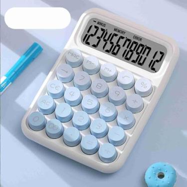 Imagem de LiebeWH Calculadoras Fofas Desktop 12 Dígitos Grande Botão Clear Display Screen Desk Calculator Pequeno Azul Verde Rosa Acessórios de Mesa para Estudantes Contador (Azul)