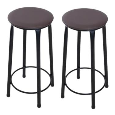 Imagem de 2 banquetas alta sem encosto cozinha bancada balcão area gourmet(marrom)