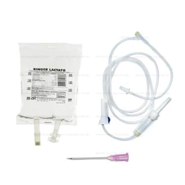 Imagem de 10 KIT FLUIDOTERAPIA RINGER LACTATO JP 250 ML COM EQUIPO E AGULHA 40X12 + MANUAL