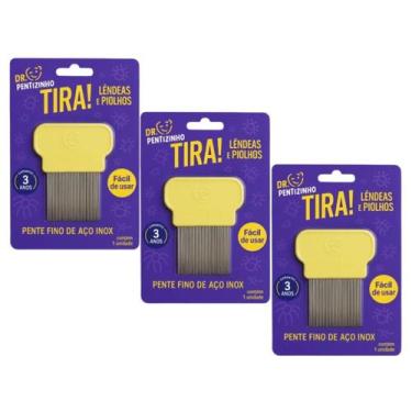 Imagem de Kit 3 Pente Fino Amarelo Piolhos e Lêndeas - Dr. Pentizinho - Dr. Pent