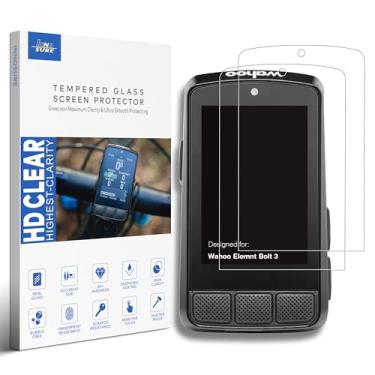 Imagem de INNOSURE [Pacote com 2] Protetor de tela de vidro temperado para computador Wahoo Elemnt Bolt V3 Bike 2,3 polegadas, parafuso para tela sensível ao toque, 3 acessórios, antiarranhões/impressões