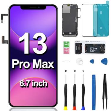 Imagem de Kit de substituição de tela para iPhone 13 Pro Max com fone de ouvido, alto-falante e sensor de proximidade, cabo flexível, visor LCD, moldura digitalizadora 3D, montagem completa, A2643, A2641, A2644