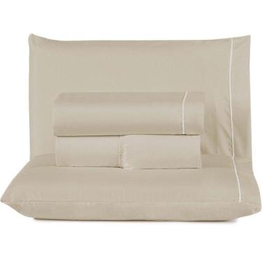 Imagem de Jogo de Lençol Queen Top Line 180 Fios 4 Peças - Caqui - Dona Zeze